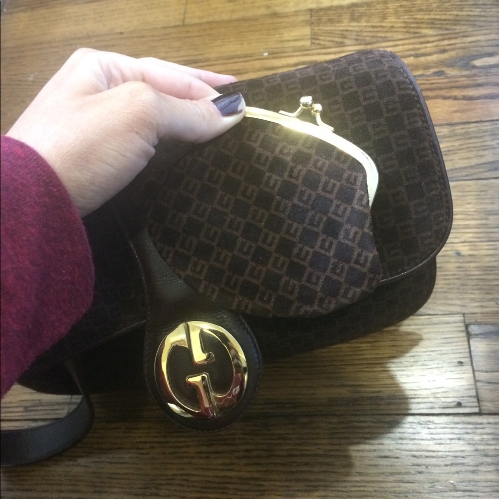 Gucci suede handbag. Vintage never been used